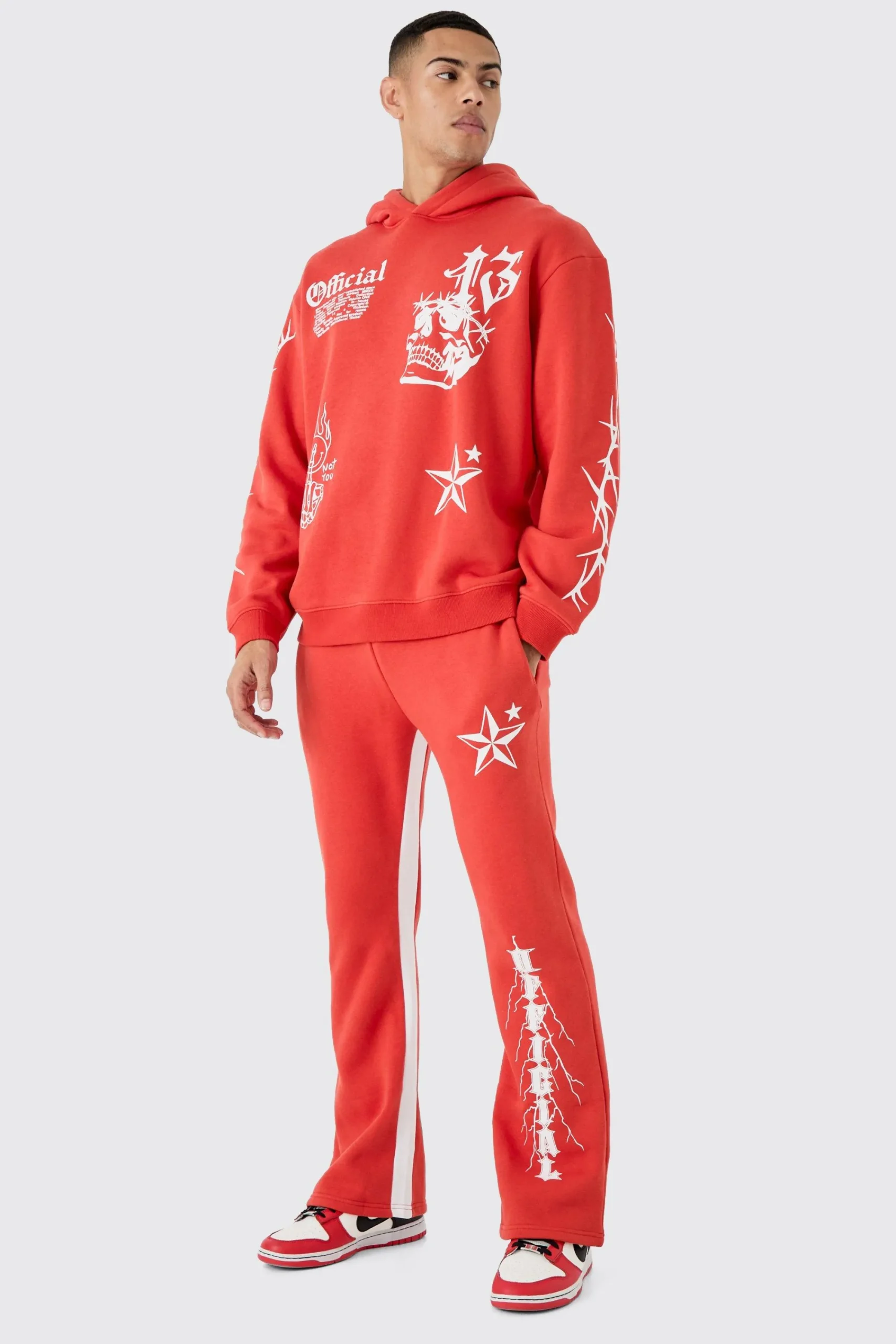 boohooMAN Oversized Graffiti Hoodie Tracksuit | UK| Tracksuits