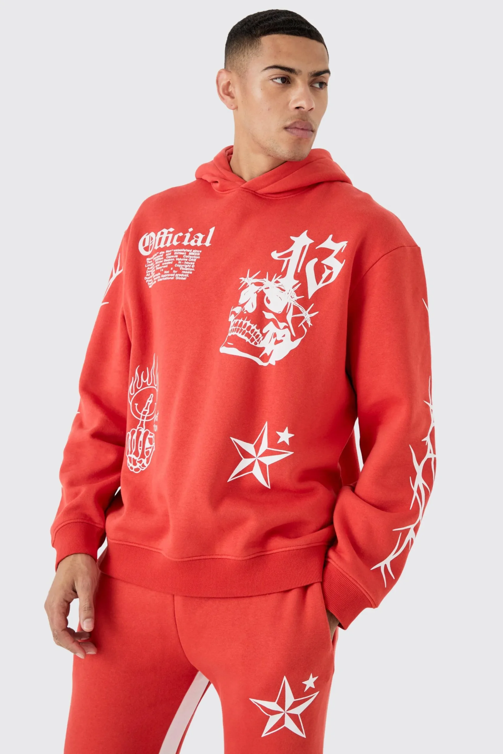 boohooMAN Oversized Graffiti Hoodie Tracksuit | UK| Tracksuits