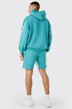 boohooMAN Oversized Graffiti Hoodie Short Tracksuit | UK| Tracksuits