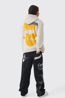 boohooMAN Oversized Graffiti Over Seams Graphic Print Hoodie | UK| Hoodies & Sweatshirts
