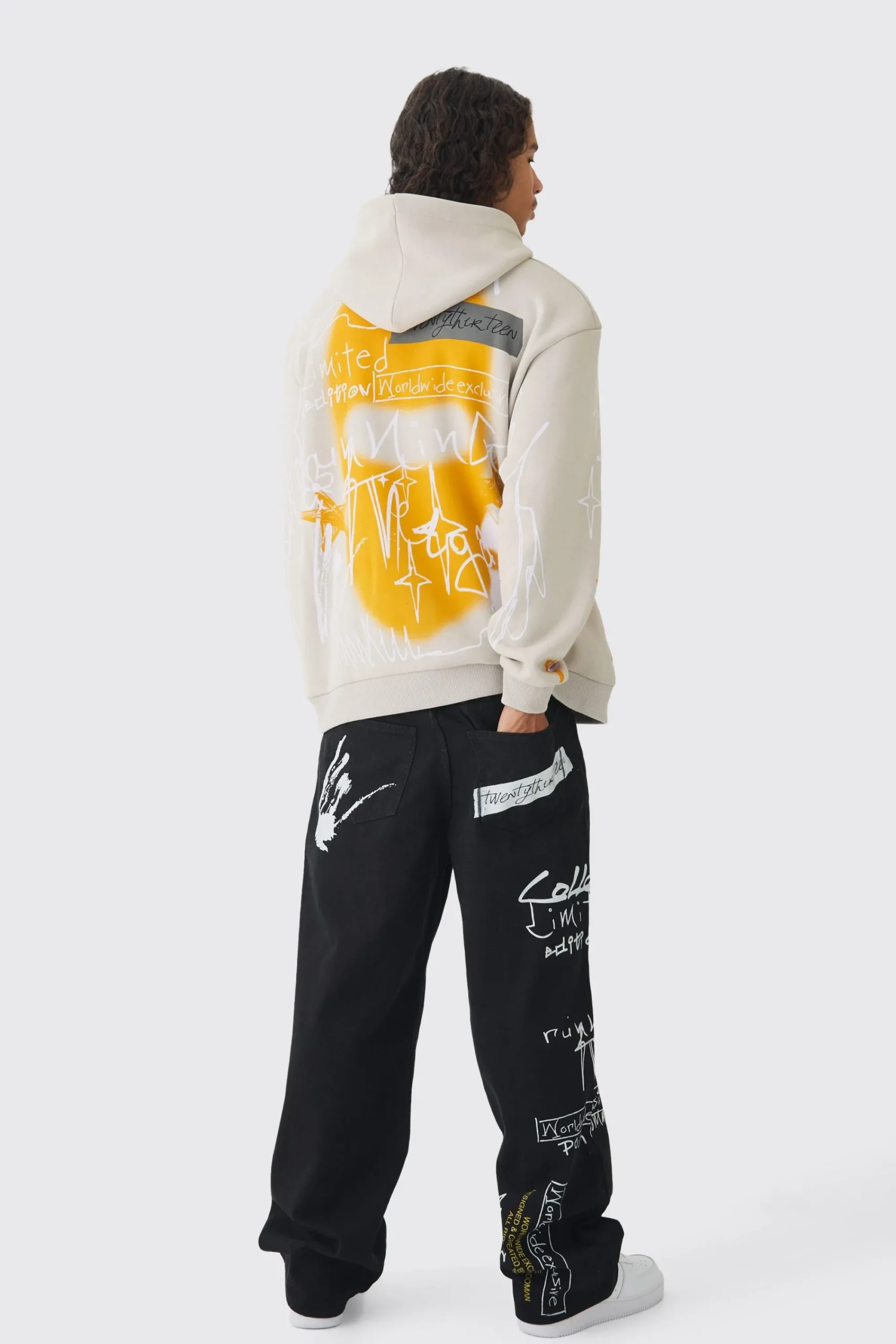 boohooMAN Oversized Graffiti Over Seams Graphic Print Hoodie | UK| Hoodies & Sweatshirts