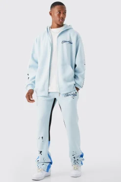 boohooMAN Oversized Graffiti Paint Splatter Tracksuit | UK| Tracksuits