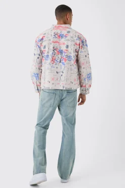 boohooMAN Oversized Graffiti Print Overshirt | UK| Shirts