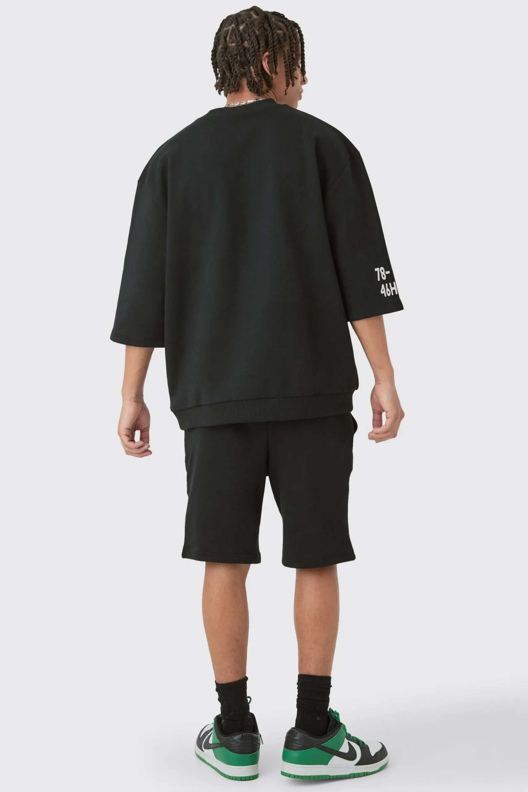 boohooMAN Oversized Graphic Half Sleeve Sweatshirt And Short Set | UK| Tracksuits