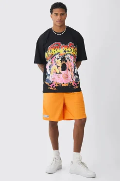 boohooMAN Oversized Graphic T-shirt & Mesh Short Set | UK| Sets & Co-Ords|Tracksuits