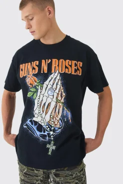 Oversized Guns N Roses License Print T-Shirt | UK^boohooMAN