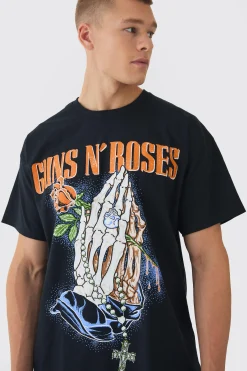 Oversized Guns N Roses License Print T-Shirt | UK^boohooMAN