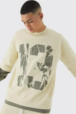 boohooMAN Oversized Half Sleeve Faux Layer 13 Applique Sweatshirt | UK| Shirts|Hoodies & Sweatshirts