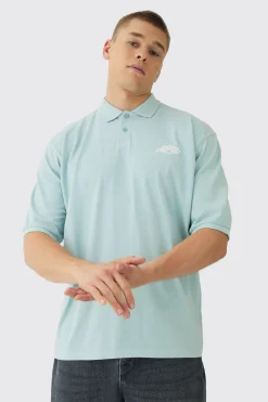 Oversized Half Sleeve Golf Wash Polo | UK^boohooMAN Clearance