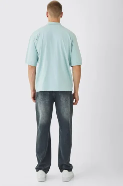 Oversized Half Sleeve Golf Wash Polo | UK^boohooMAN Clearance