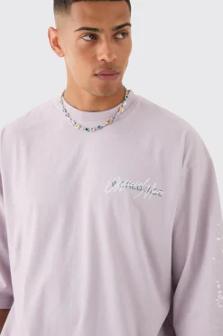 Oversized Half Sleeve Graffiti Paint Splatter T-shirt | UK^boohooMAN New