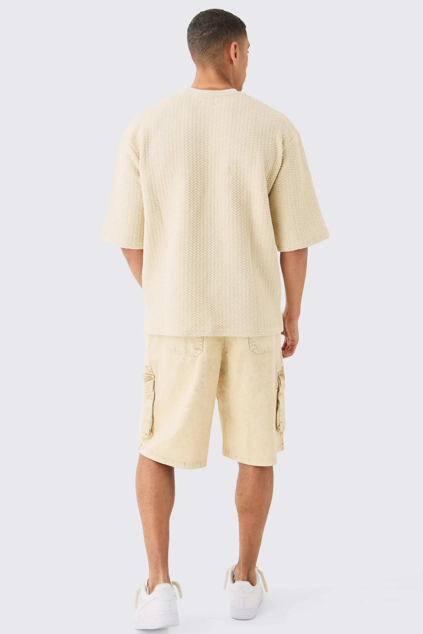 Oversized Half Sleeve Herringbone Man T-shirt | UK^boohooMAN Best