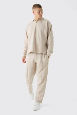 boohooMAN Oversized Half Sleeve Interlock Rugby Polo And Jogger Set | UK| Sets & Co-Ords|Tracksuits