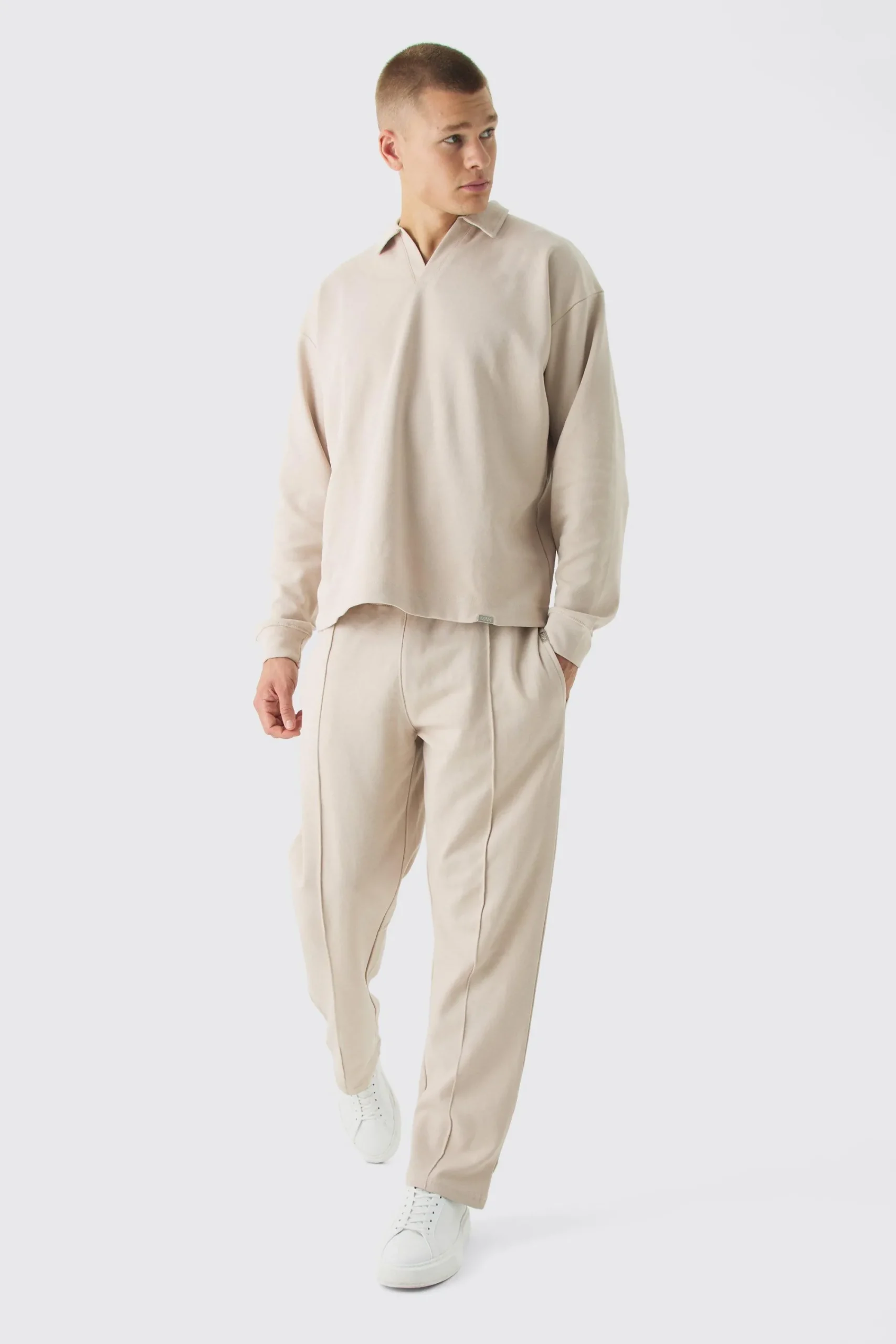 boohooMAN Oversized Half Sleeve Interlock Rugby Polo And Jogger Set | UK| Sets & Co-Ords|Tracksuits