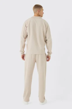 boohooMAN Oversized Half Sleeve Interlock Rugby Polo And Jogger Set | UK| Sets & Co-Ords|Tracksuits