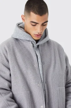 boohooMAN Oversized Heavy Boucle Textured Bomber | UK| Coats & Jackets