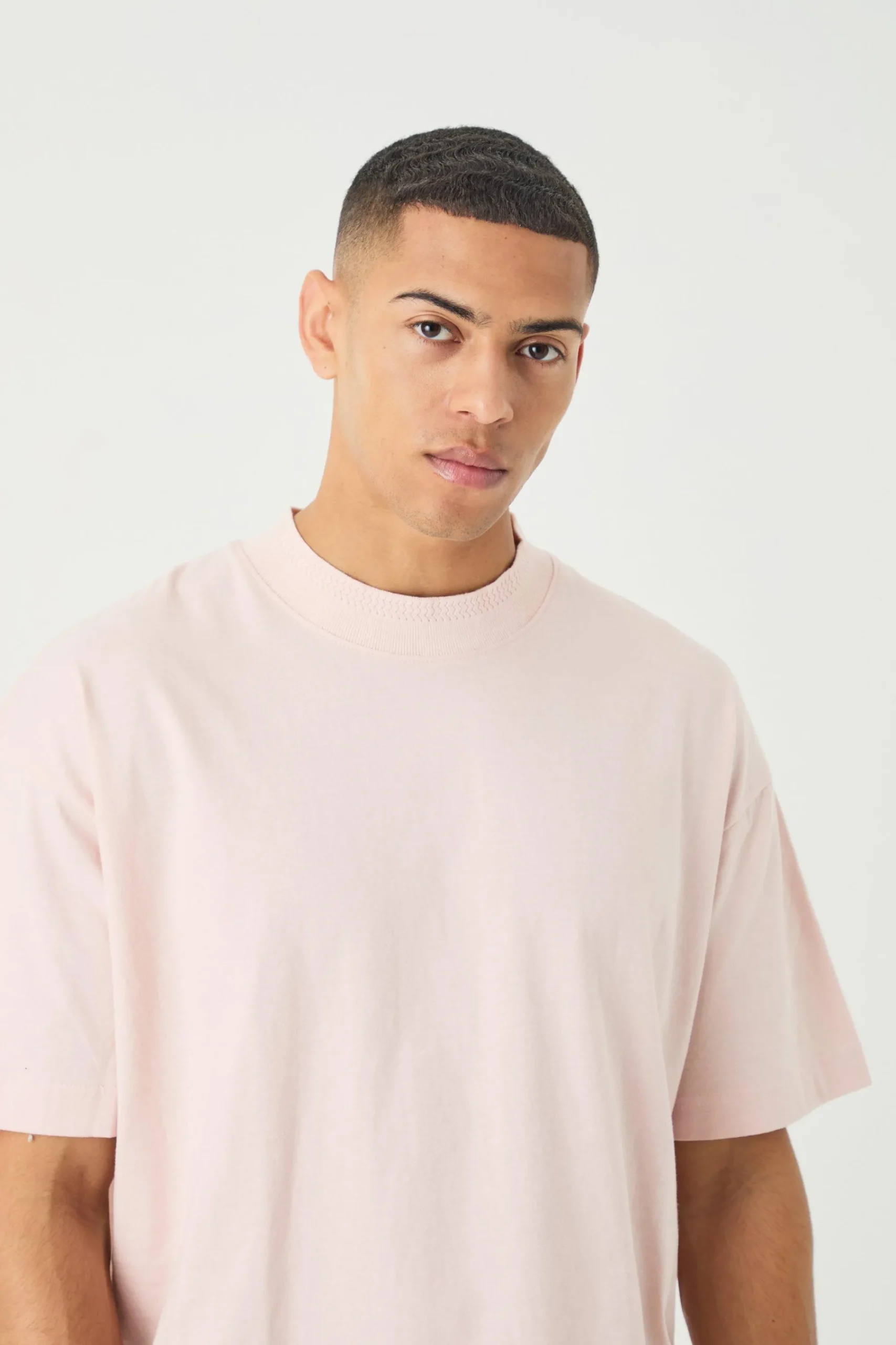Oversized Heavy Extended Jacqaurd Neck T-shirt | UK^boohooMAN Discount