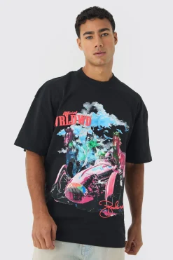 Oversized Heavy Extended Neck Horse Print T-shirt | UK^boohooMAN Best