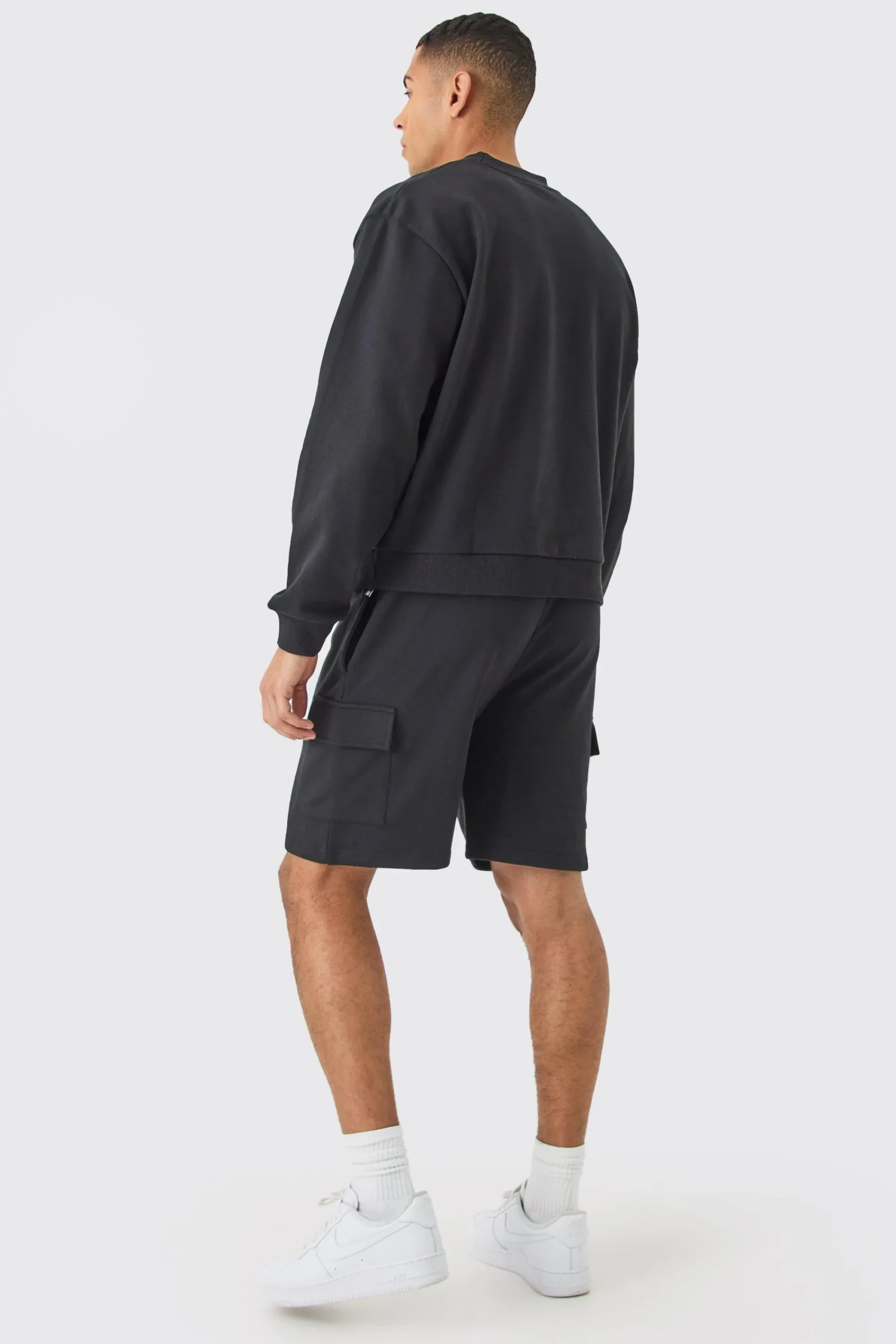 boohooMAN Oversized Heavy Sweatshirt Short Cargo Tracksuit | UK| Tracksuits