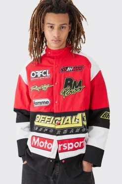 boohooMAN Oversized Heavy Twill Moto Badge Jacket | UK| Shirts