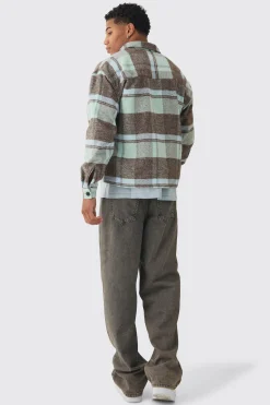 boohooMAN Oversized Heavyweight Brushed Check Overshirt | UK| Shirts
