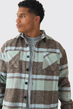 boohooMAN Oversized Heavyweight Brushed Check Overshirt | UK| Shirts
