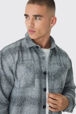boohooMAN Oversized Heavyweight Brushed Check Overshirt | UK| Shirts