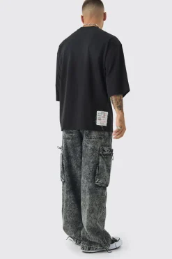 Oversized Heavyweight Distressed Applique T-Shirt | UK^boohooMAN Discount