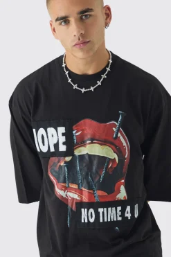 Oversized Heavyweight Distressed Applique T-Shirt | UK^boohooMAN Discount