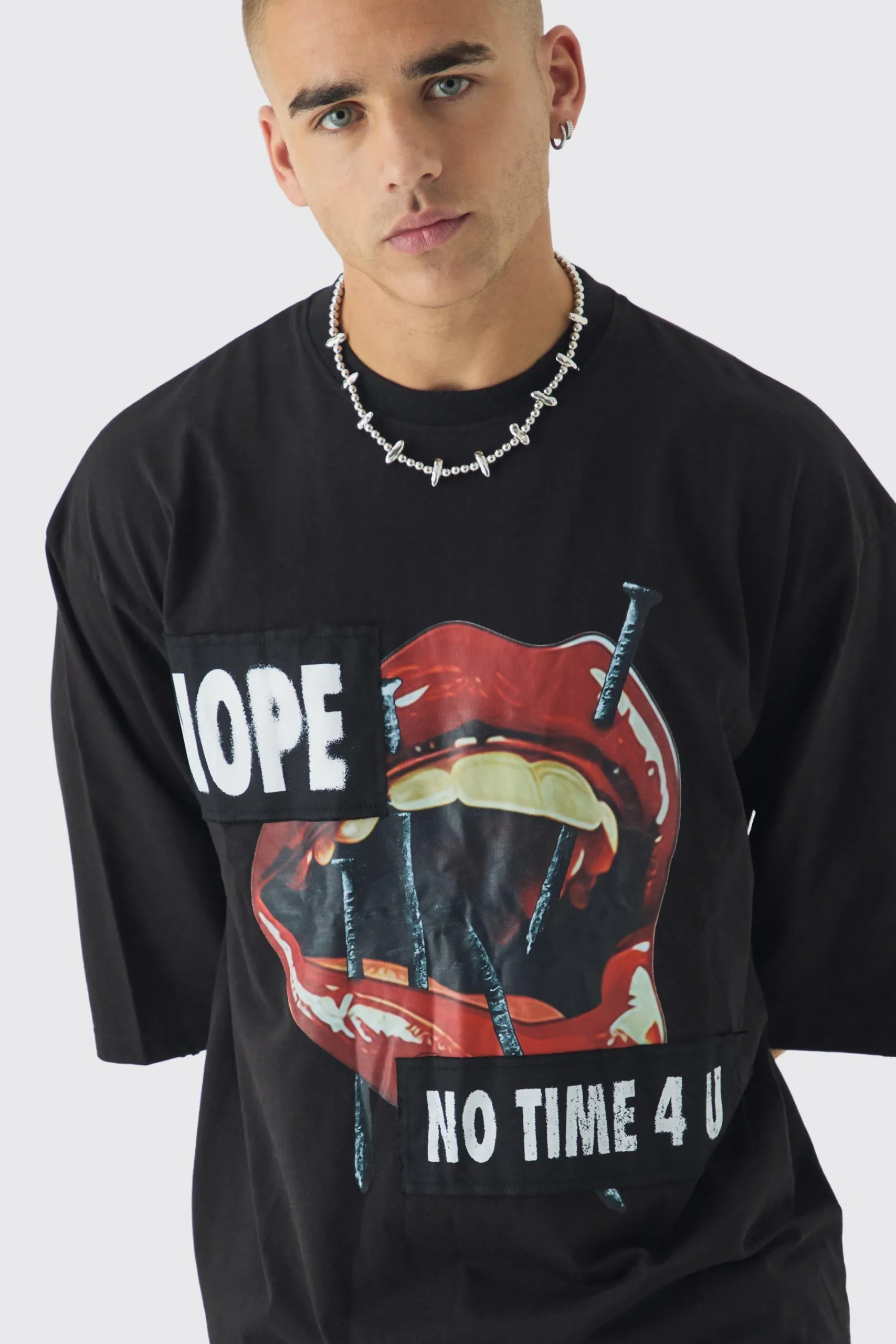 Oversized Heavyweight Distressed Applique T-Shirt | UK^boohooMAN Discount