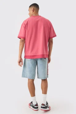Oversized Heavyweight Faux Layer Vintage Wash T-shirt | UK^boohooMAN