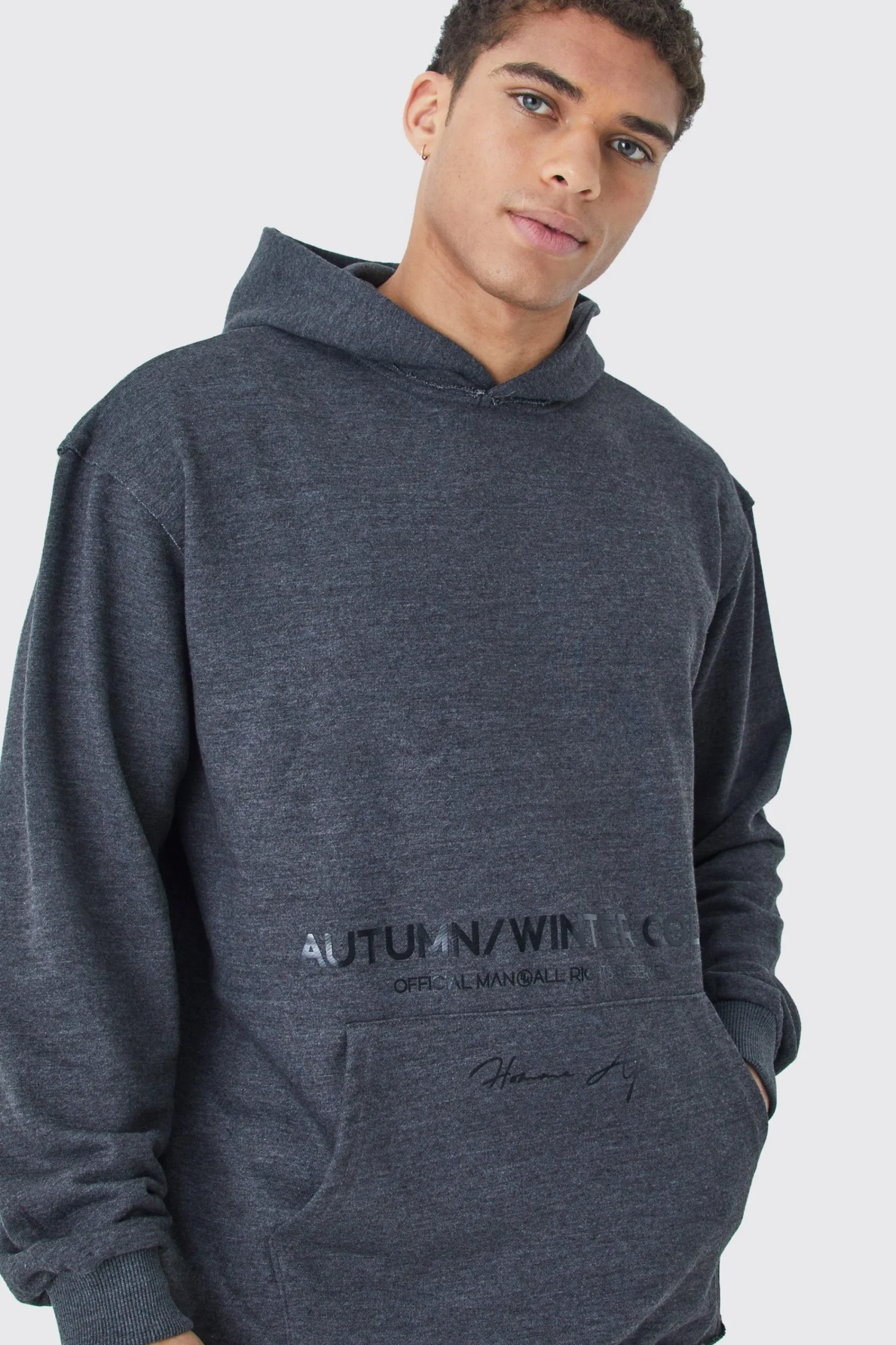 boohooMAN Oversized Heavyweight Loopback Printed Hoodie | UK| Hoodies & Sweatshirts