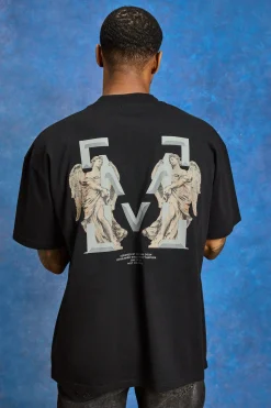Oversized Heavyweight 'M' Cherub T-shirt | UK^boohooMAN Online