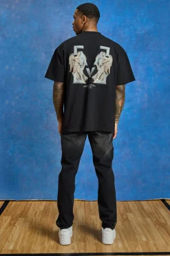 Oversized Heavyweight 'M' Cherub T-shirt | UK^boohooMAN Online