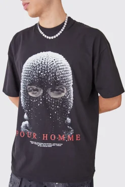 Oversized Heavyweight Mask Graphic T-shirt | UK^boohooMAN New