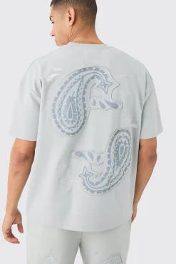 Oversized Heavyweight Paisley Applique T-shirt | UK^boohooMAN New