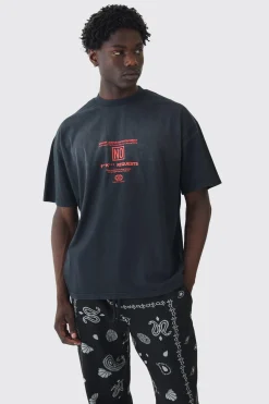 Oversized Heavyweight Rhinestone Printed T-shirt | UK^boohooMAN New