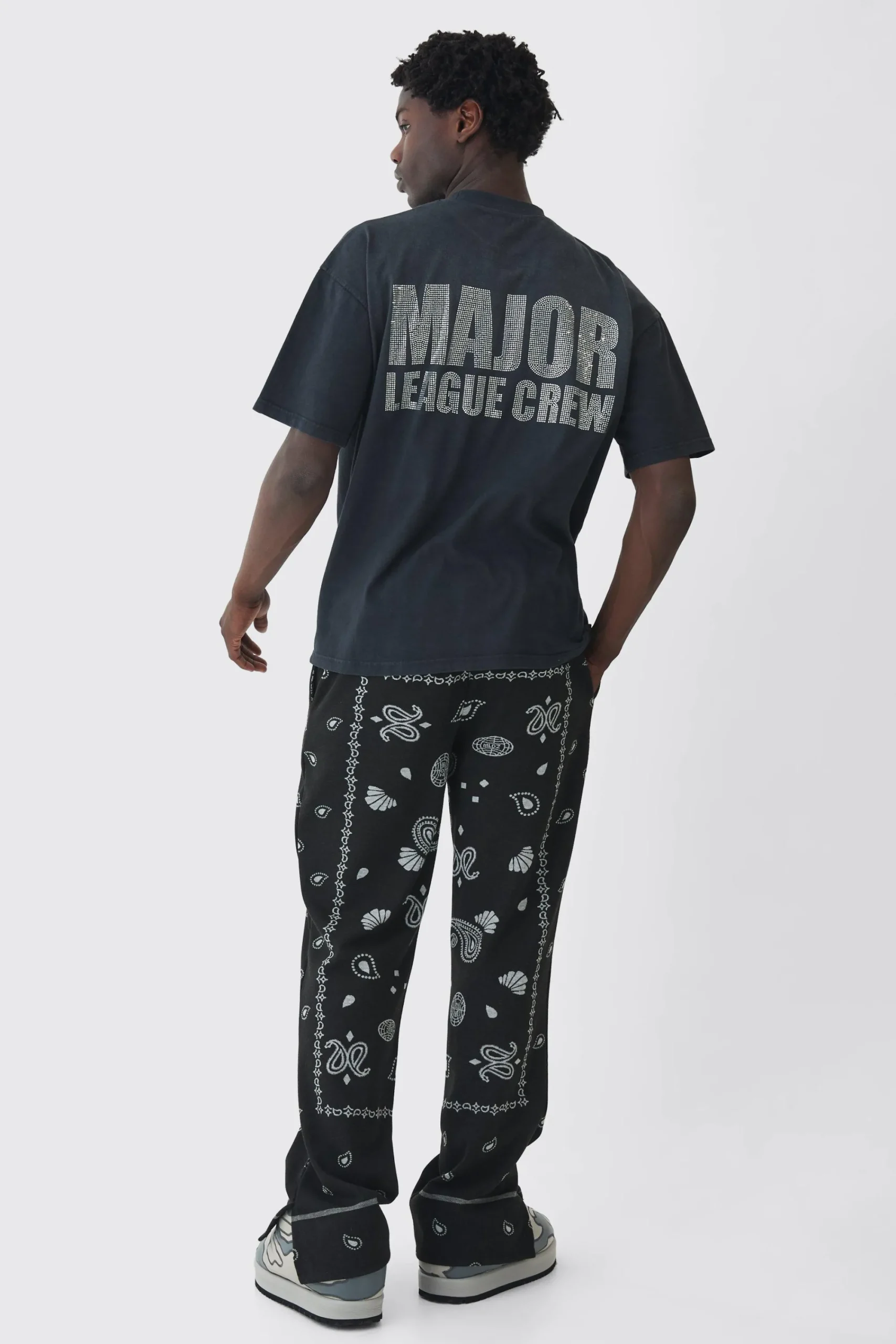 Oversized Heavyweight Rhinestone Printed T-shirt | UK^boohooMAN New