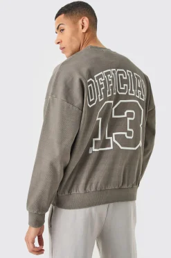 boohooMAN Oversized Heavyweight Ribbed Washed Drop Shoulder Sweatshirt | UK| Hoodies & Sweatshirts