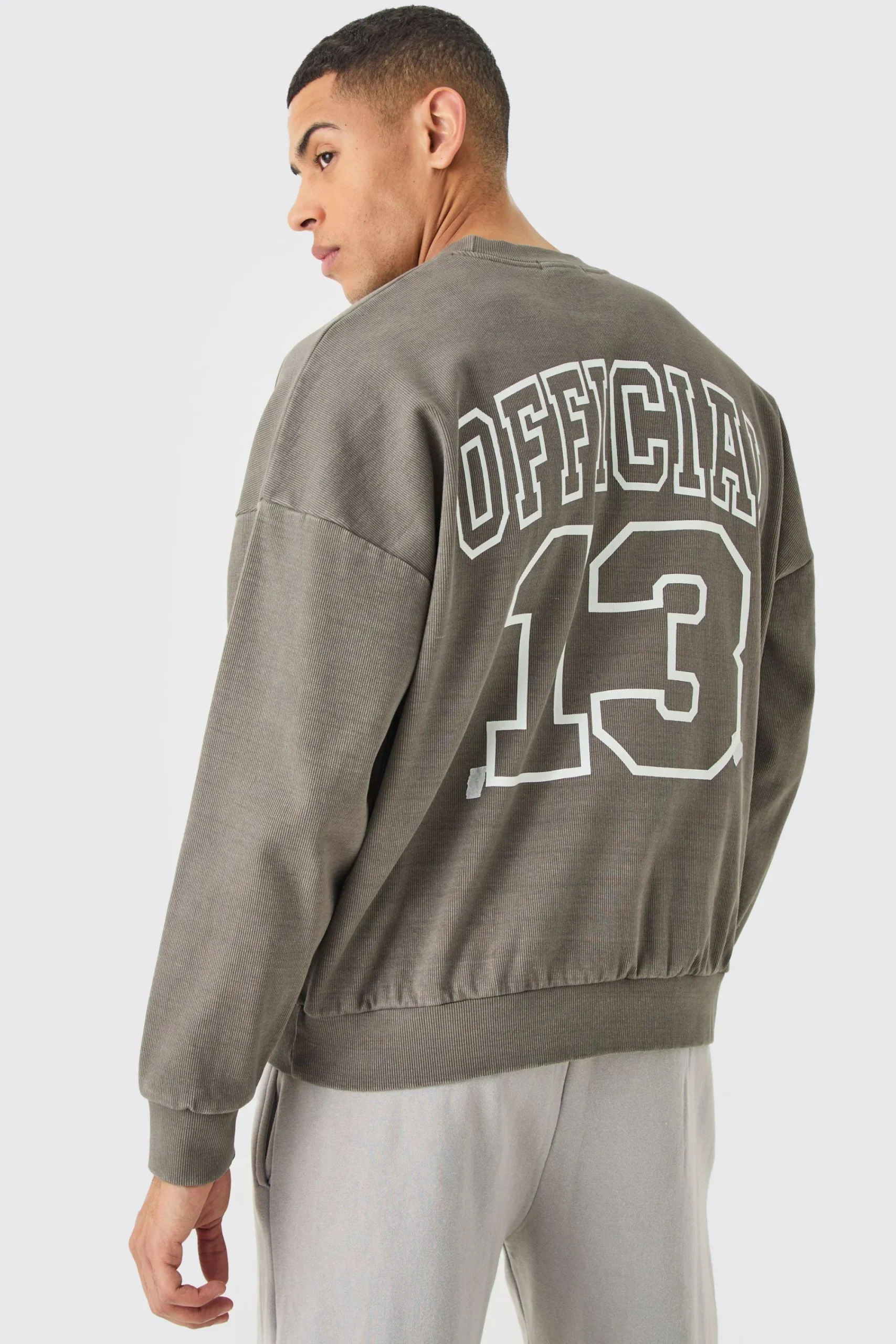 boohooMAN Oversized Heavyweight Ribbed Washed Drop Shoulder Sweatshirt | UK| Hoodies & Sweatshirts