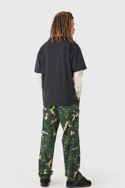 Oversized Heavyweight Split Hem Faux Sleeve Print T-shirt | UK^boohooMAN Online