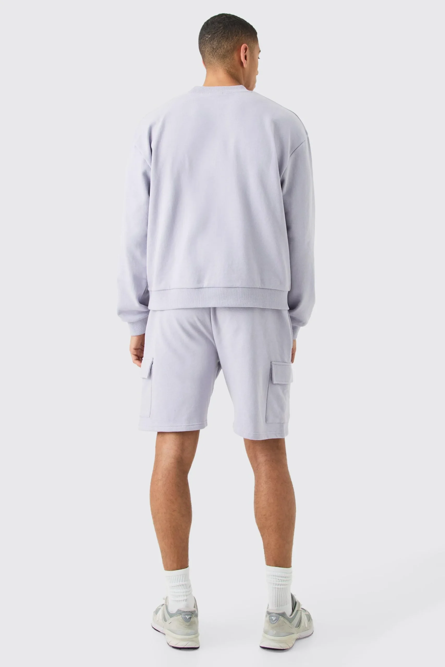 boohooMAN Oversized Heavyweight Sweatshirt Short Cargo Tracksuit | UK| Tracksuits