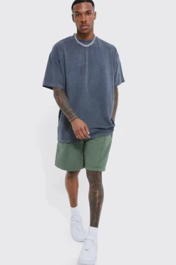 boohooMAN Oversized Heavyweight Wash Loopback Short Set | UK| Tracksuits