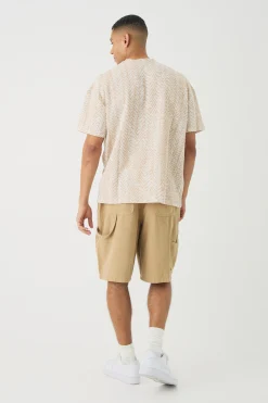 Oversized Herringbone Jacquard T-shirt | UK^boohooMAN Hot