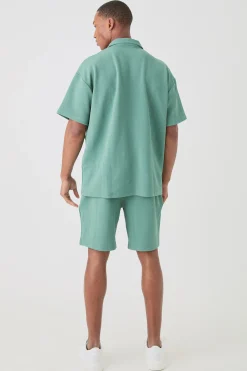 boohooMAN Oversized Herringbone Polo And Short Set | UK| Tracksuits