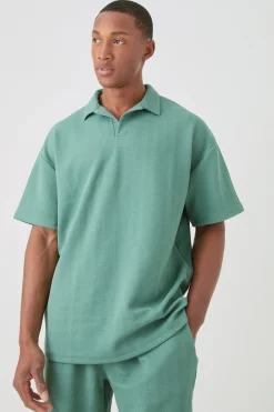 boohooMAN Oversized Herringbone Polo And Short Set | UK| Tracksuits