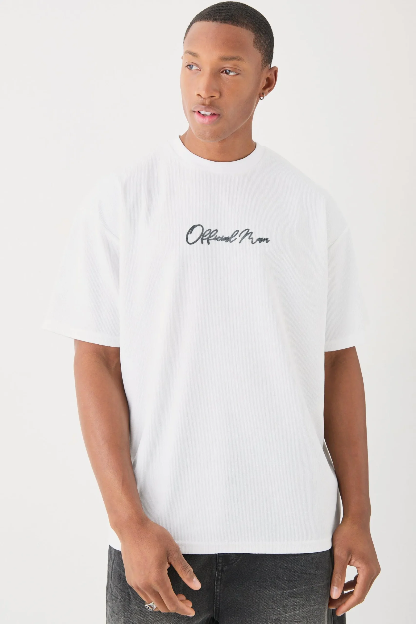 Oversized High Build Ottoman Rib T-shirt | UK^boohooMAN Outlet