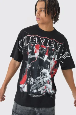 Oversized Homme Gothic Overseams T-Shirt | UK^boohooMAN Online