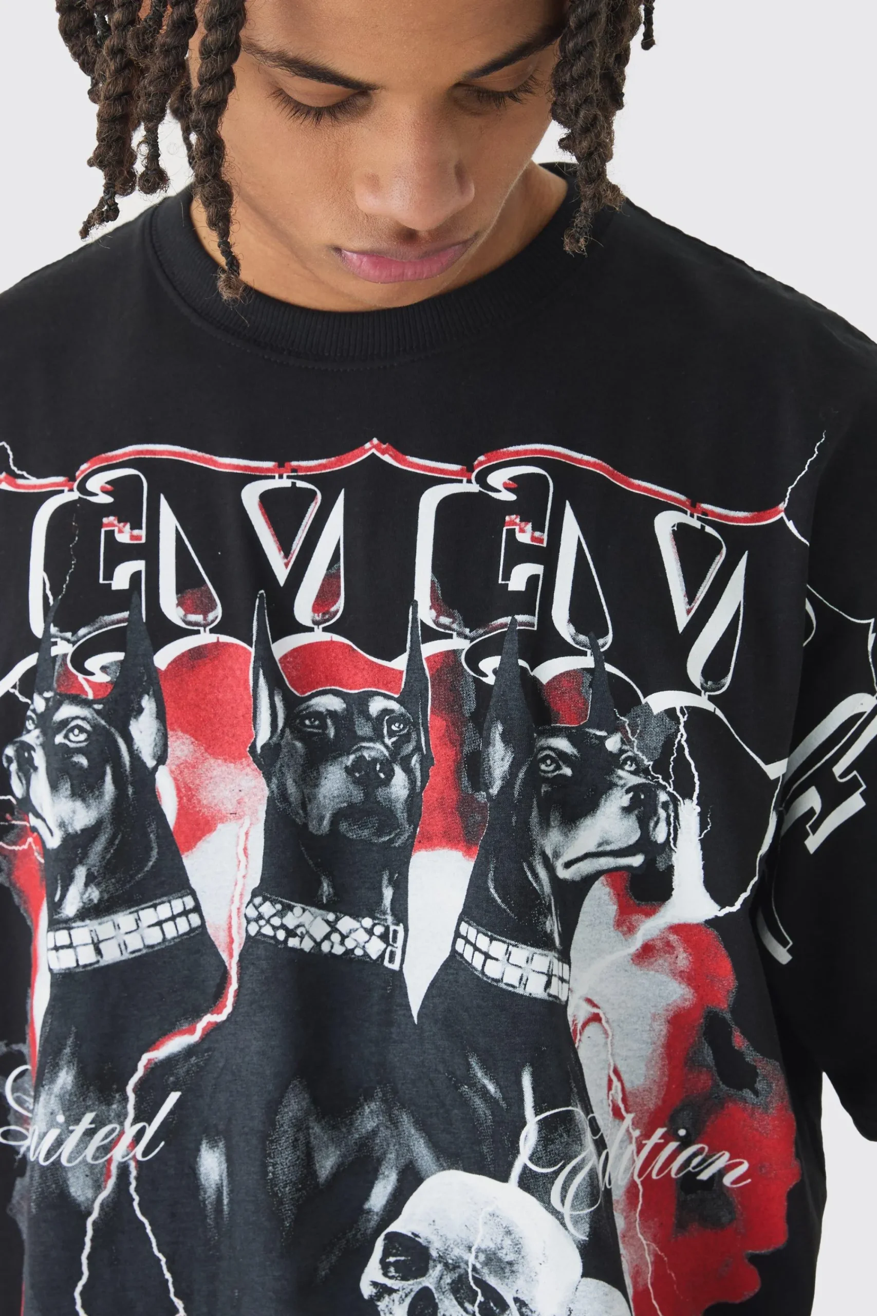 Oversized Homme Gothic Overseams T-Shirt | UK^boohooMAN Online