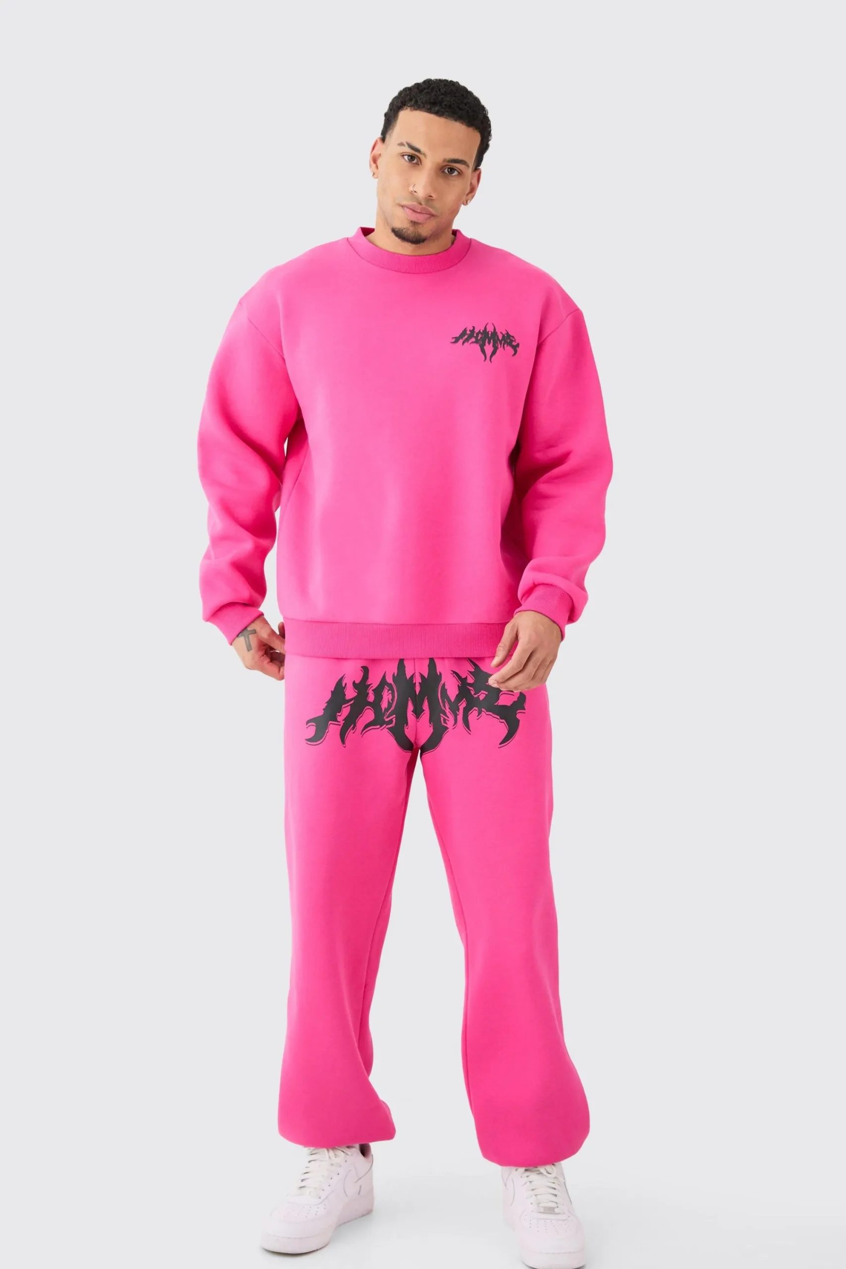 boohooMAN Oversized Homme Gothic Sweatshirt Tracksuit | UK| Tracksuits